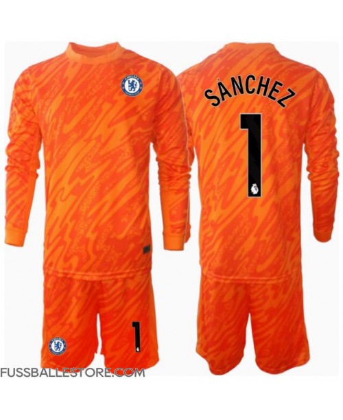 Günstige Chelsea Robert Sanchez #1 Torwart Heimtrikotsatz Kinder 2024-25 Langarm (+ Kurze Hosen)